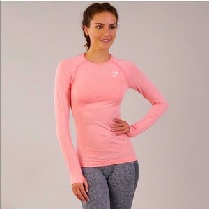 Gymshark Vital Seamless Long Sleeve Top - Peach Pink Marl
